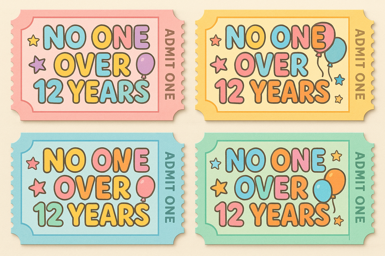 tickets no one over 12 years